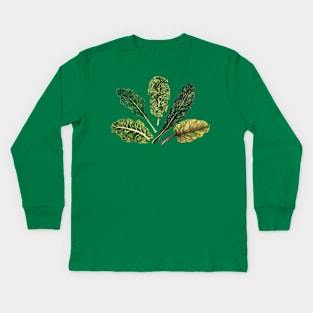 Go Green - Leafy greens pattern Kids Long Sleeve T-Shirt